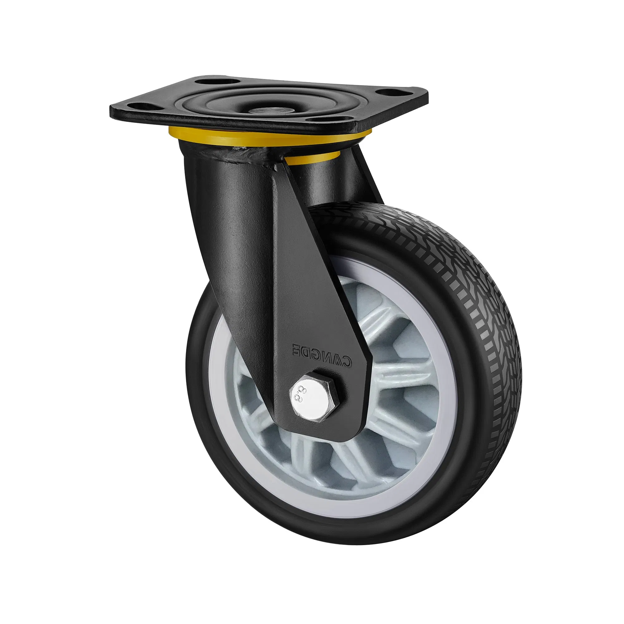 Heavy Duty Swivel Caster with Black TPR Wheel (4/5/6/8 Inch) - 50mm Wheel Width, Vibration Reducing & Silent Rolling for Industrial Equipment