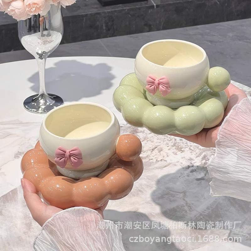 Light Luxury Nordic Style Ceramic Coffee Cup Saucer High Temperature Resistant High Color Value British Afternoon Tea Set