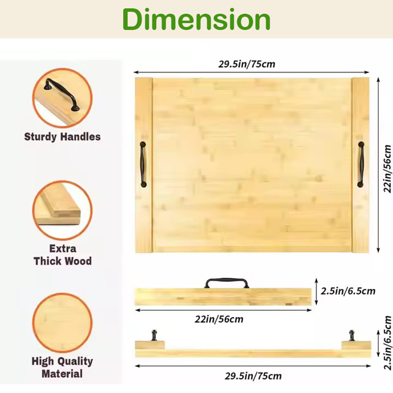 Bamboo Wood Noodle Board Stove Cover with Handles for Electric, Gas Stove Top