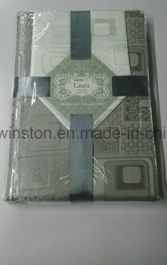 Polyester Solid Jacquard Table Cloth with Runner