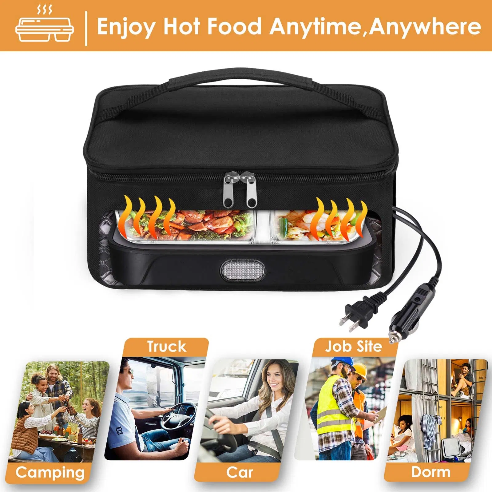 Portable Personal Microwave Oven Mini Heated Food Warmer 80W for Car
