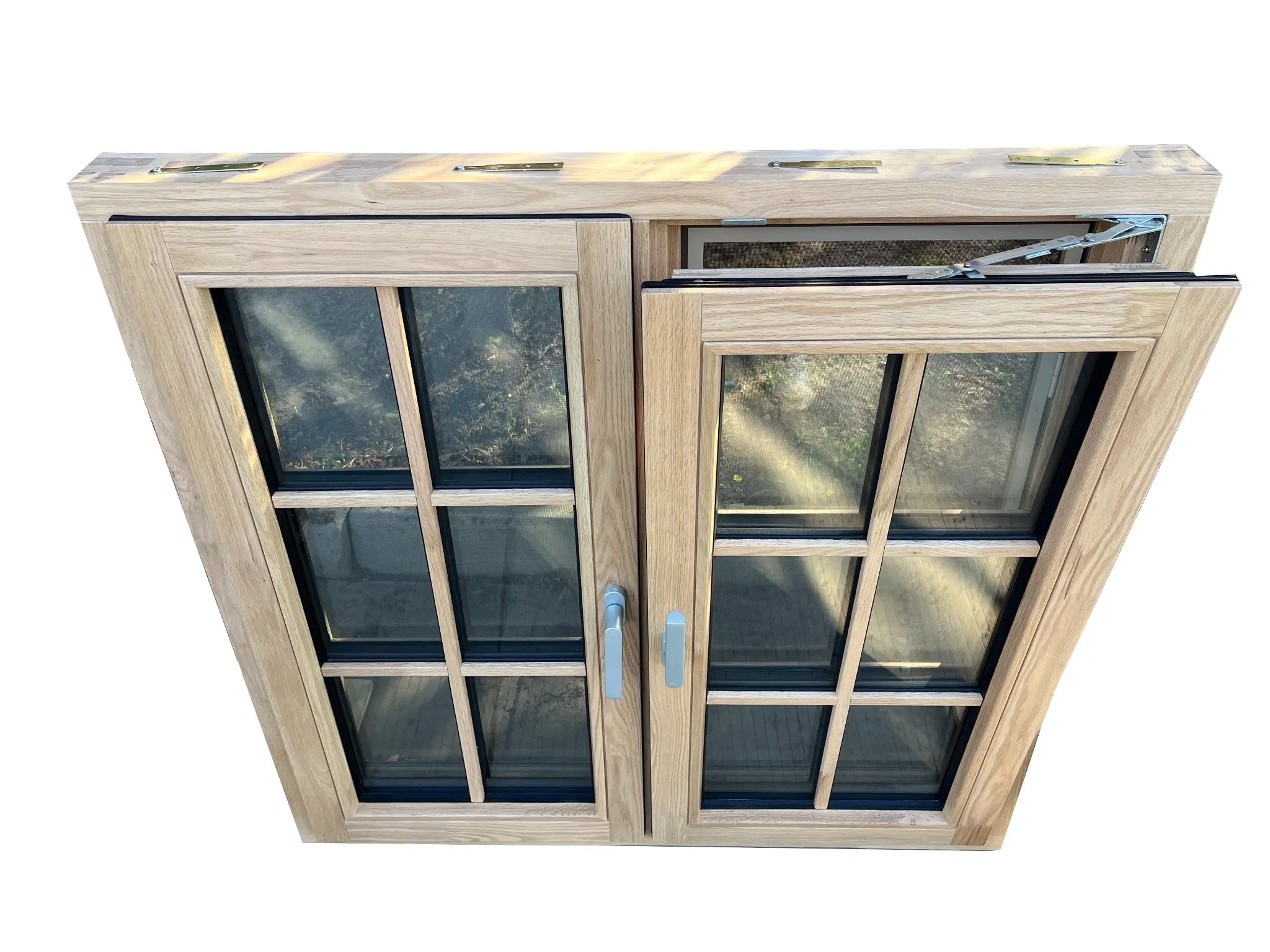 Penjoy Energy-Efficient Custom Double Opening Windows Solid Wood Tempered Glass Tilt and Turn Windows