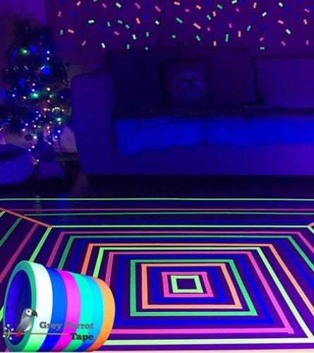 6 Colours Neon Gaffer Cloth Tape Fluorescent UV Blacklight Glow in The Dark Tape for UV Party