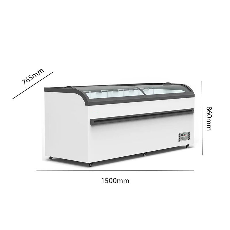 Ice Cream Cabinet Supermarket Freezer Freezer Island Cabinet Ice Cream Refrigerator Horizontal Curved Glass Preservation Cabinet