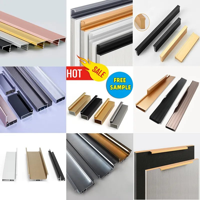 Aluminum Kitchen Cabinet Handle Profiles Furniture Aluminum Alloy Extrusion Profiles for Wardrobe Furniture