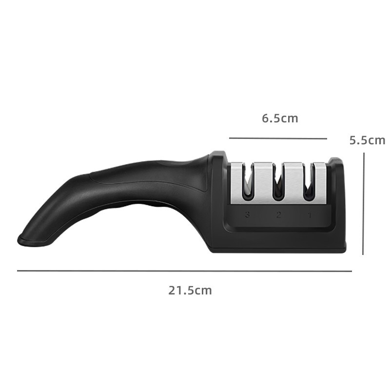 Professional Kitchen Tool High Quality Plastic PS Black Handle Kitchen Knife Sharpener