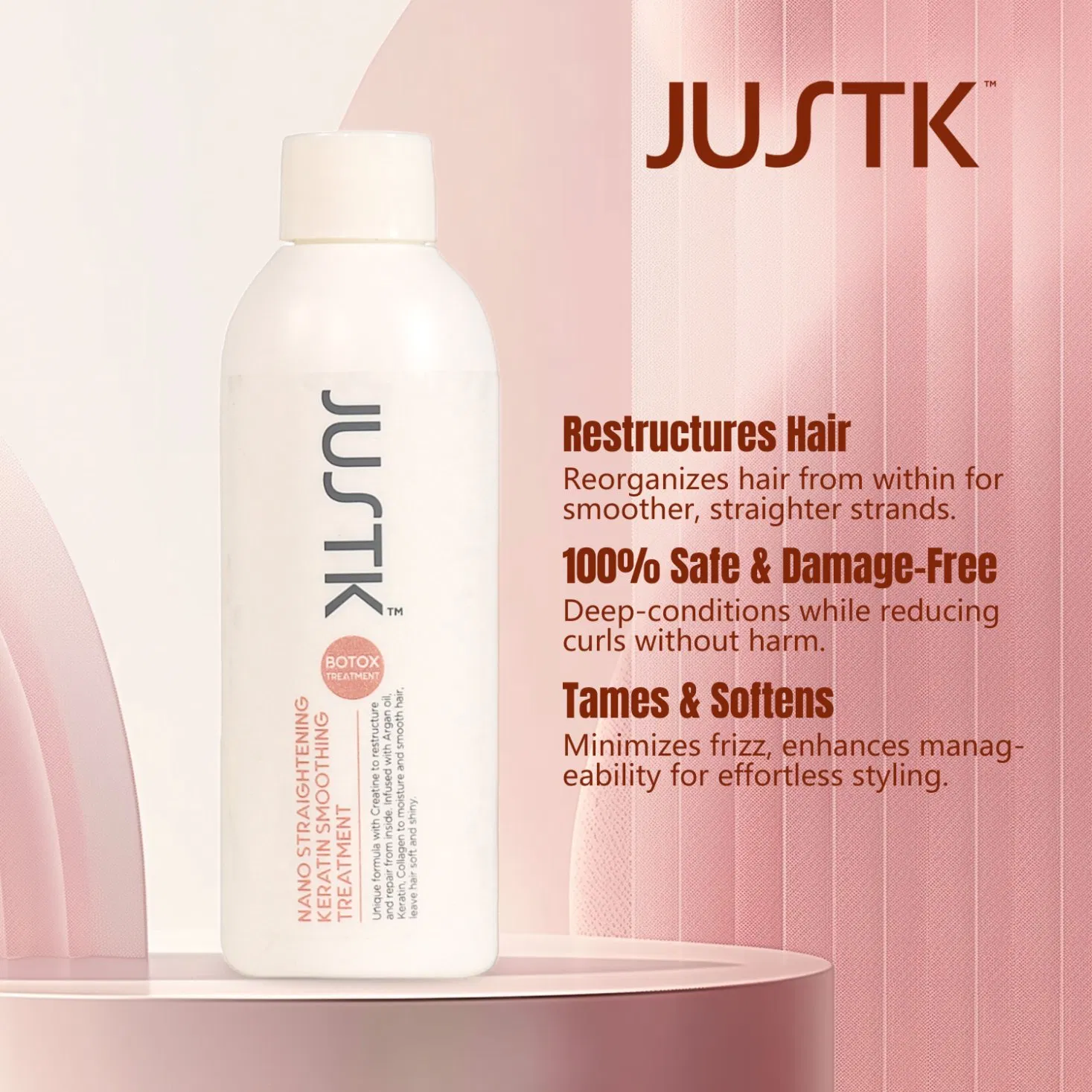 Justk Nano Hair Straightening Cream Argan Oil Smoothing Brazilian Keratin Hair Treatment