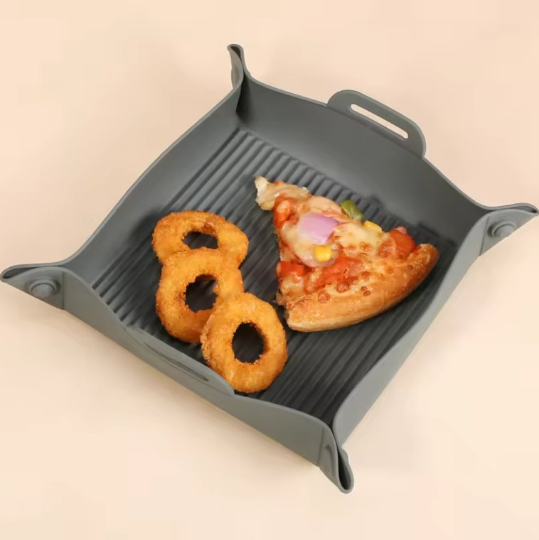 Reusable Food Safe Non-Stick Air Fryer Basket Oven Accessories Silicon Air Fryer Tray