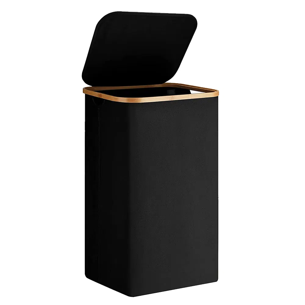 Premium Handmade Bamboo Laundry Basket with Lid, Foldable for Home Use