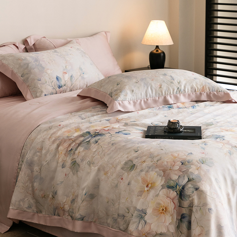 Wholesale Home Textile Bedding Set 100% Lyocell Tencel King Size Luxury Customized Bedsheet Set Summer Quilt Printing Four Piece Bedding