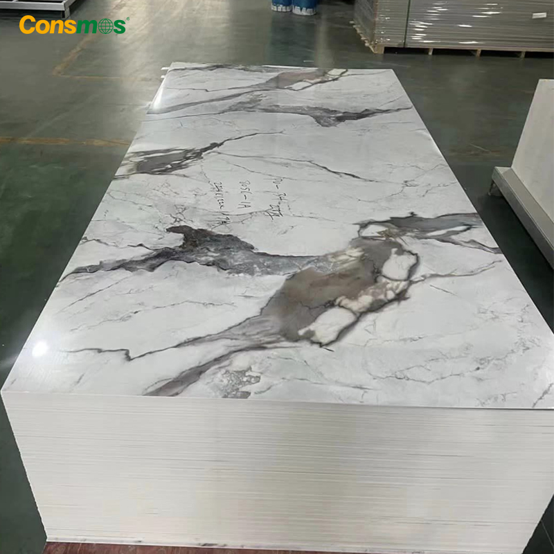 Eco-Friendly High Glossy Artificial Marble PVC Sheet Carbon Slate UV Wall Panels for Interior Decoration