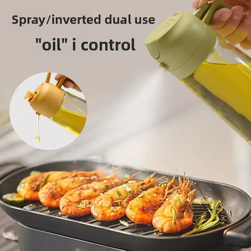 Integrated Glass Oil Bottle with Spray Pour Feature Kitchen Home Use Air Fryer Oil Cooking for Vinegar Dispenser