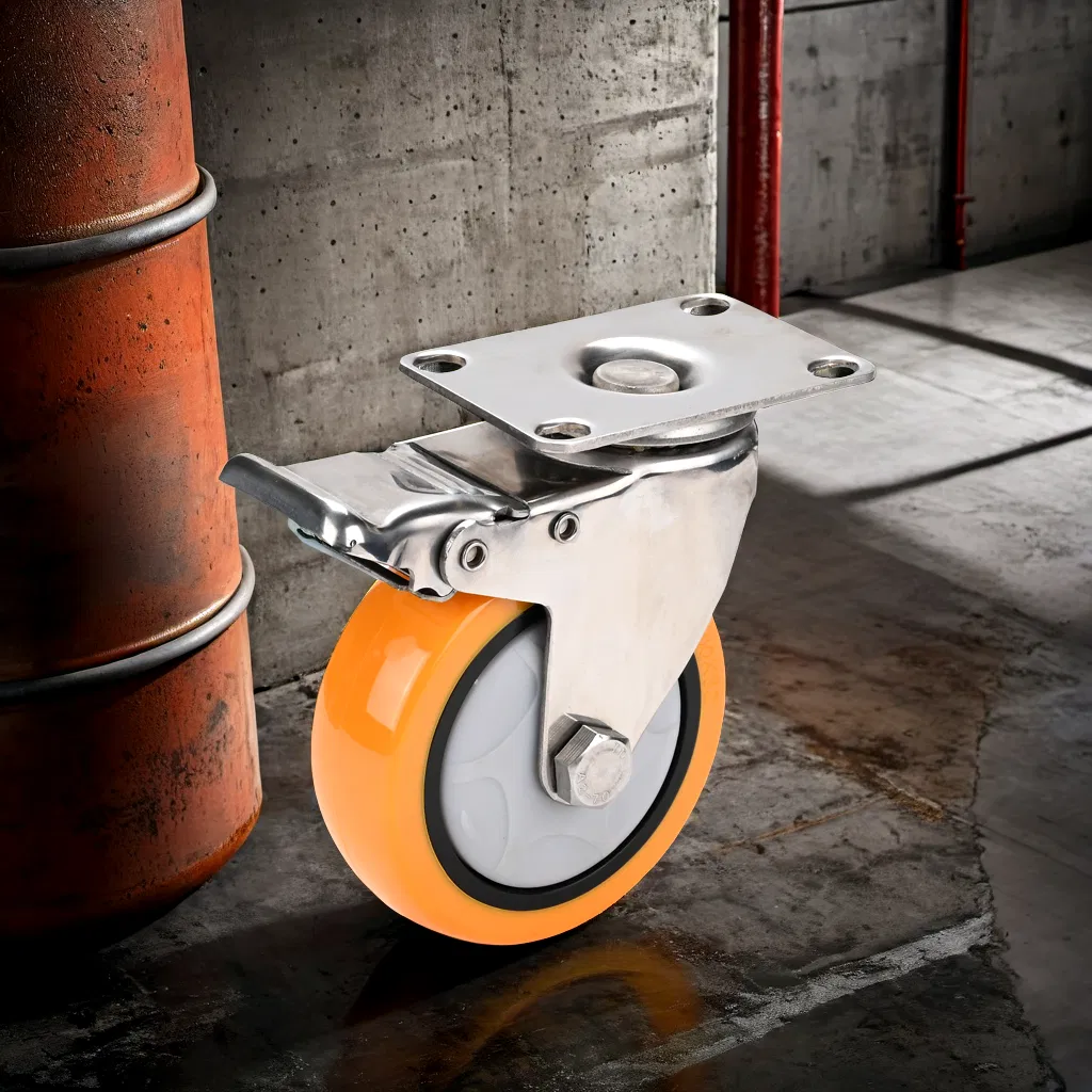 China Supplier Medium PU Caster Wheels Industrial Casters 2/3/4/5 Inch Swivel PVC Caster Wheel for Machinery and Equipment