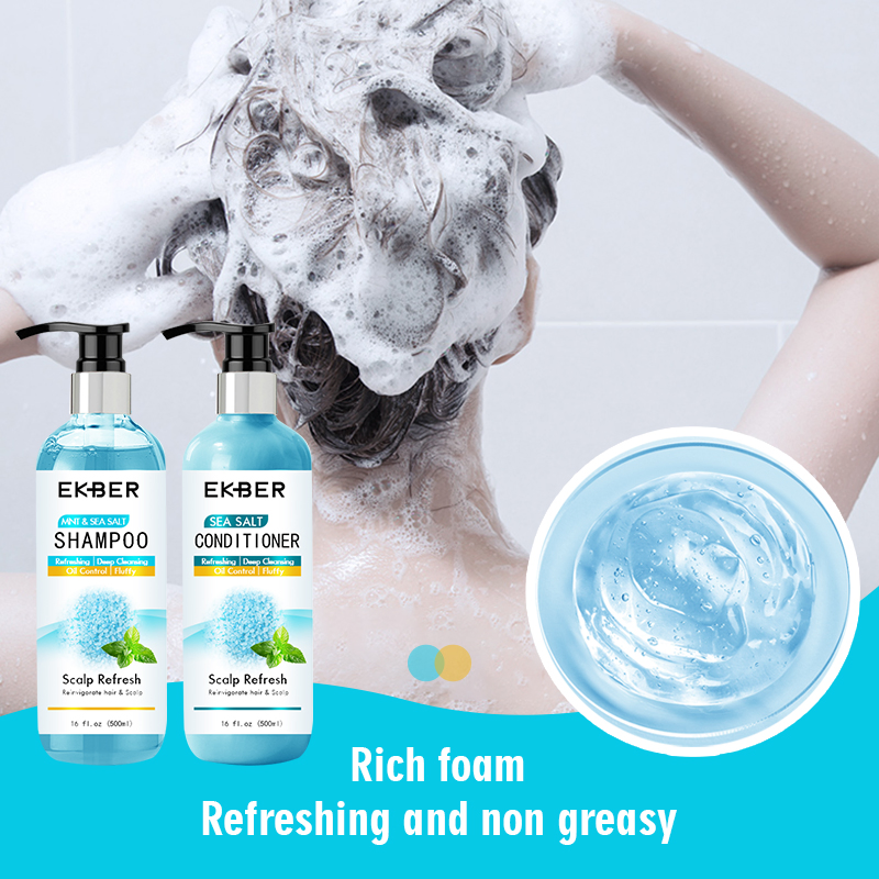 Private Label Scalp Sea Salt Mint Anti-Dandruff Hair Treatment Shampoo Natural Coconut Oil Shampoo and Conditioner for Sensitive & Oil Scalp