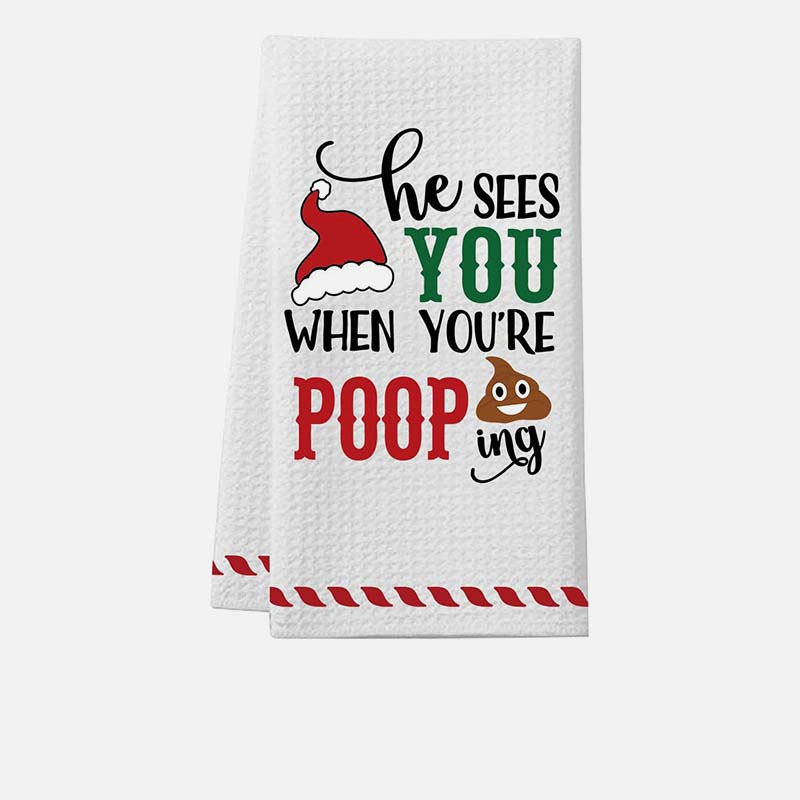 Christmas Digital Printing Hand Towels Quick Dry Waffle Machine Wash Kitchen Towel