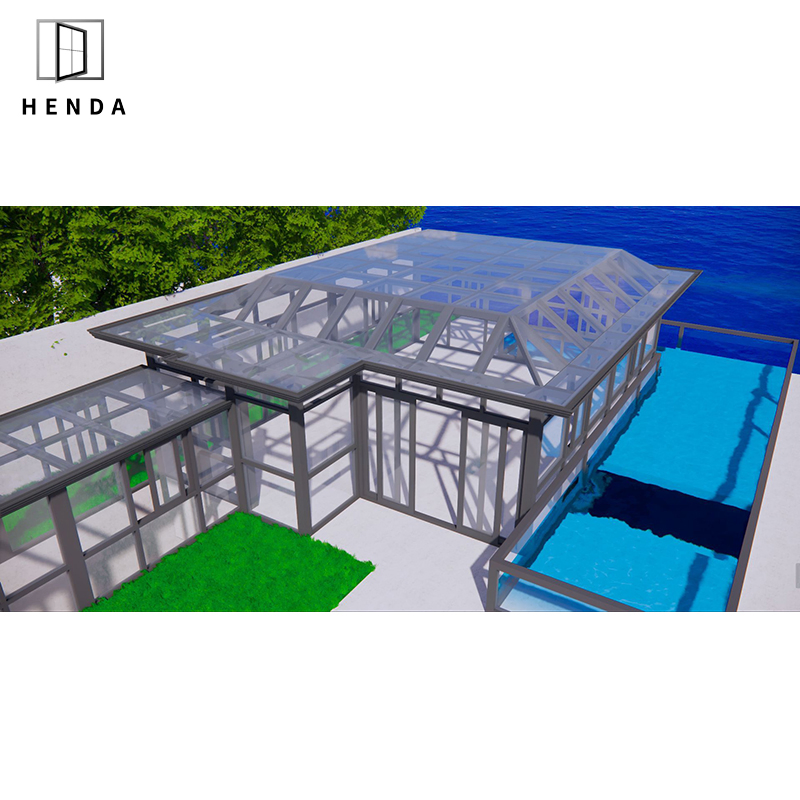 Aluminium Glass House Sunroom Winter Garden Folding/Opening/Sliding Door / Casement/Sliding/Fixed Window Tempered Safety Glazed Laminated Glass for Villa/Gym