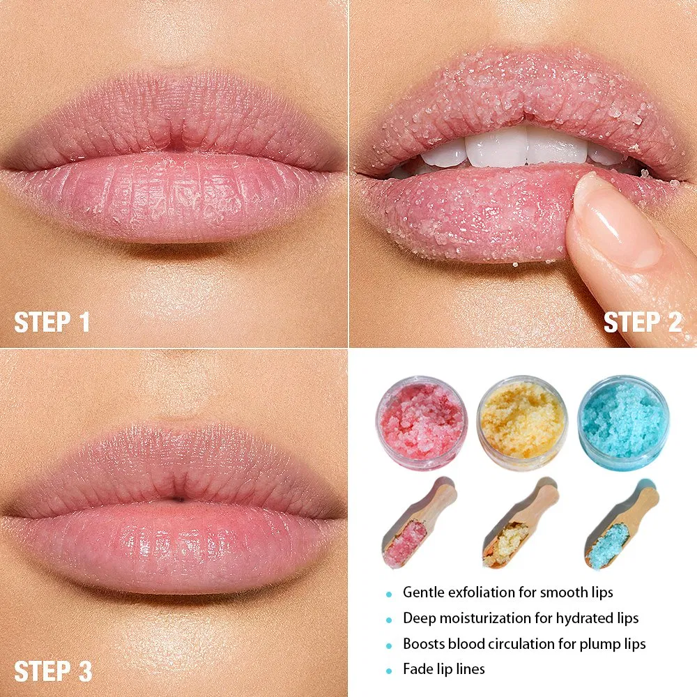 Factory Wholesale Pure Natural Exfoliating Strawberry Blueberry Sugar Gentle Cleansing Fruit Lip Scrub