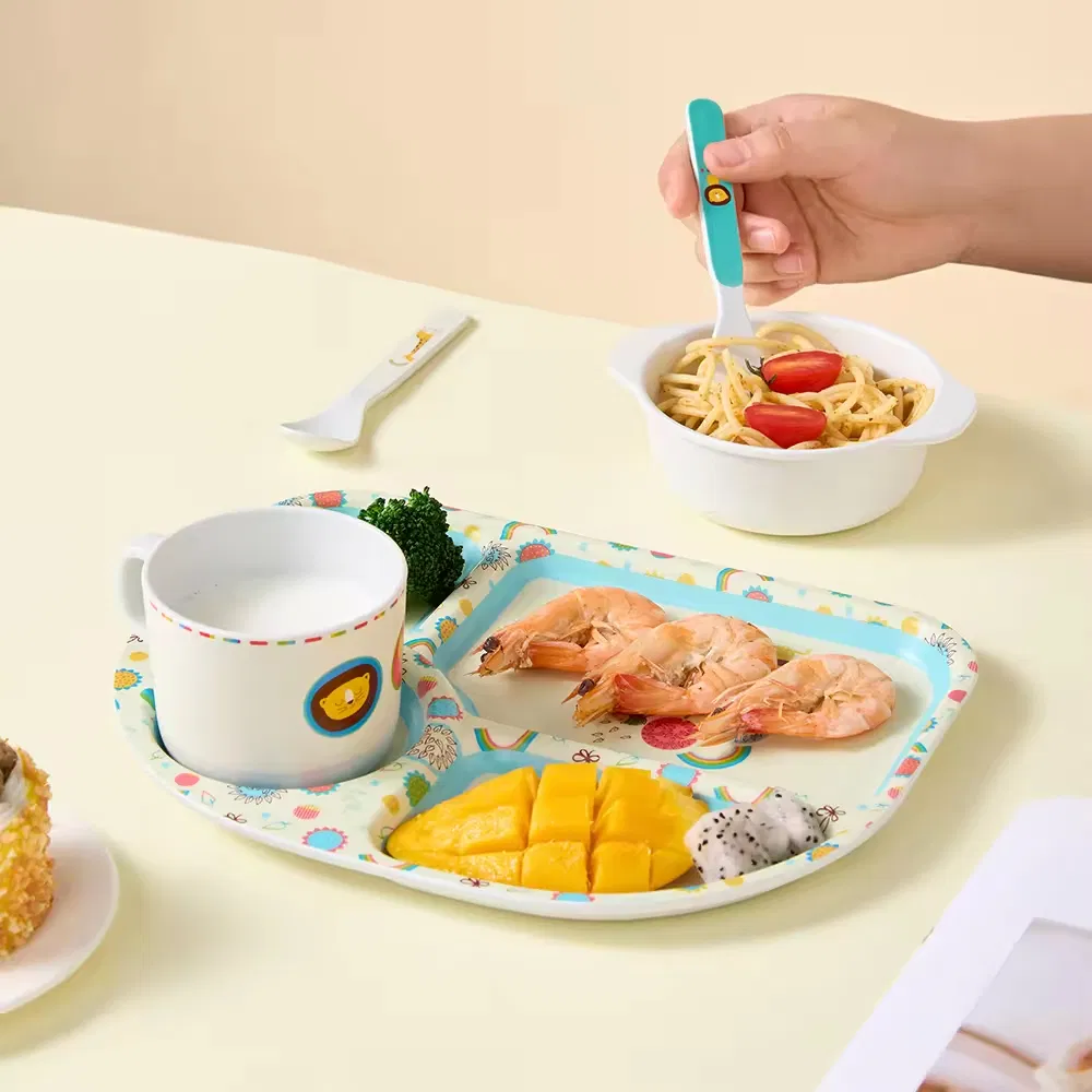Eco-Friendly RPET Kids Food Plate Set Durable Plastic Tableware for Healthy Eating