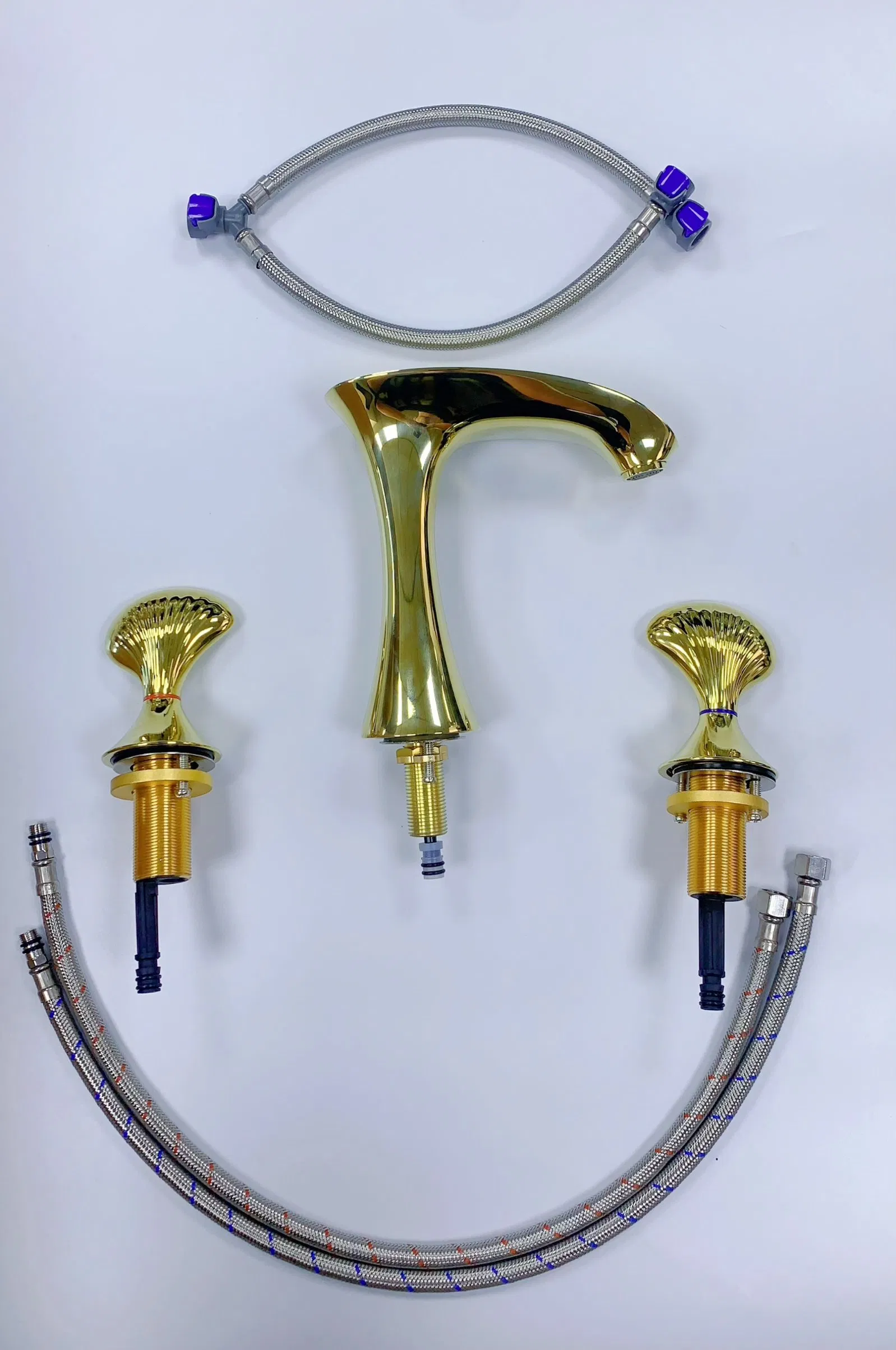 2-Hole Dual Handle Bathroom Basin Faucet Widespread Zinc Alloy Body