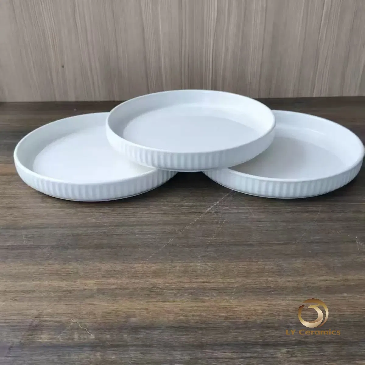 8" 10"Unique Japanese Vertical Striped Plates for Stylish Serving Porcelain Ceramic Hotelporcelain Tableware