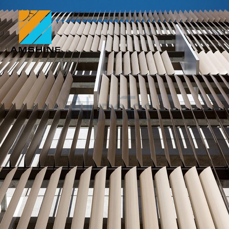 Vertical Sun Protection Aluminum Sun Shade Airfoil Louver Blades Curtain Wall for Facade Decorate