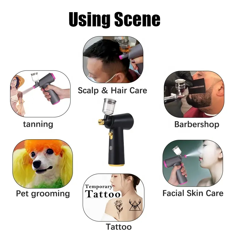Barbershop Salon Color Enhancement Airbrush Barber Hair Spray Gun Tools Hairdressing Automatic Cordless Airbrush