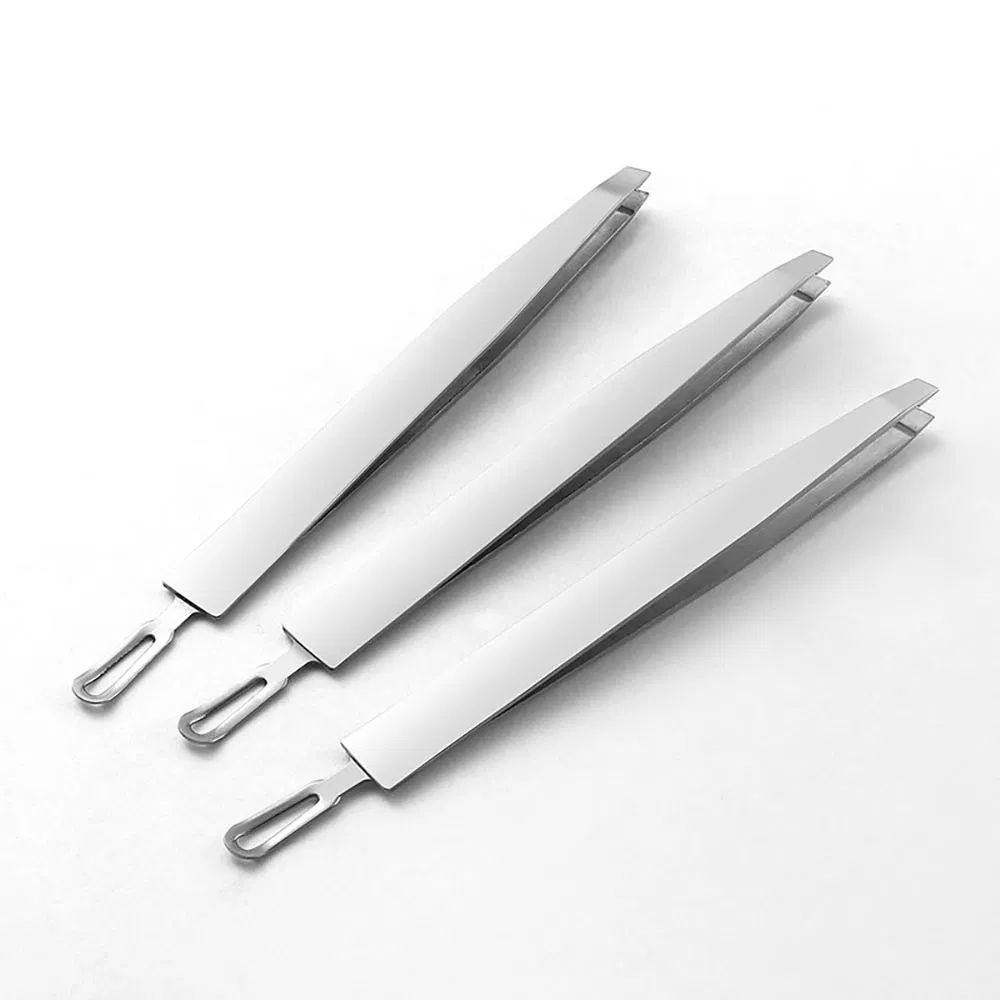 Slanted Stainless Steel Eyelash Tweezer Double Side Multifunction Squared Lashes Eyebrow Tweezers