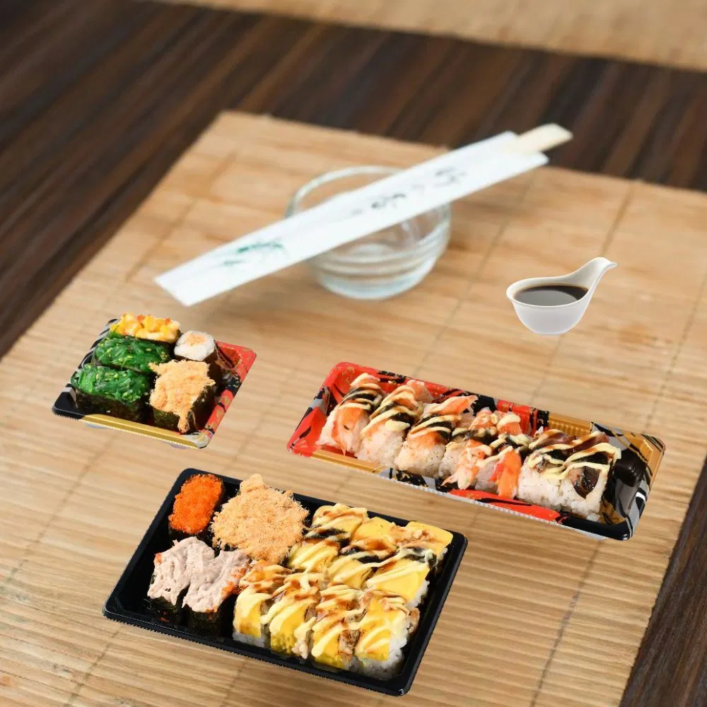 Wholesale Customized Eco-Friendly Stackable Plastic Disposable Food Packaging Take out Sushi Togo Box with Anti-Fog Lid