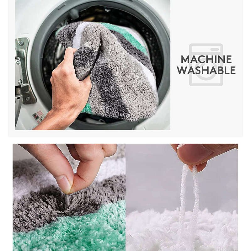 Toilet Rug Non Slip Shaggy Chenille Bath Shower Rugs Plush Bathroom Rugs