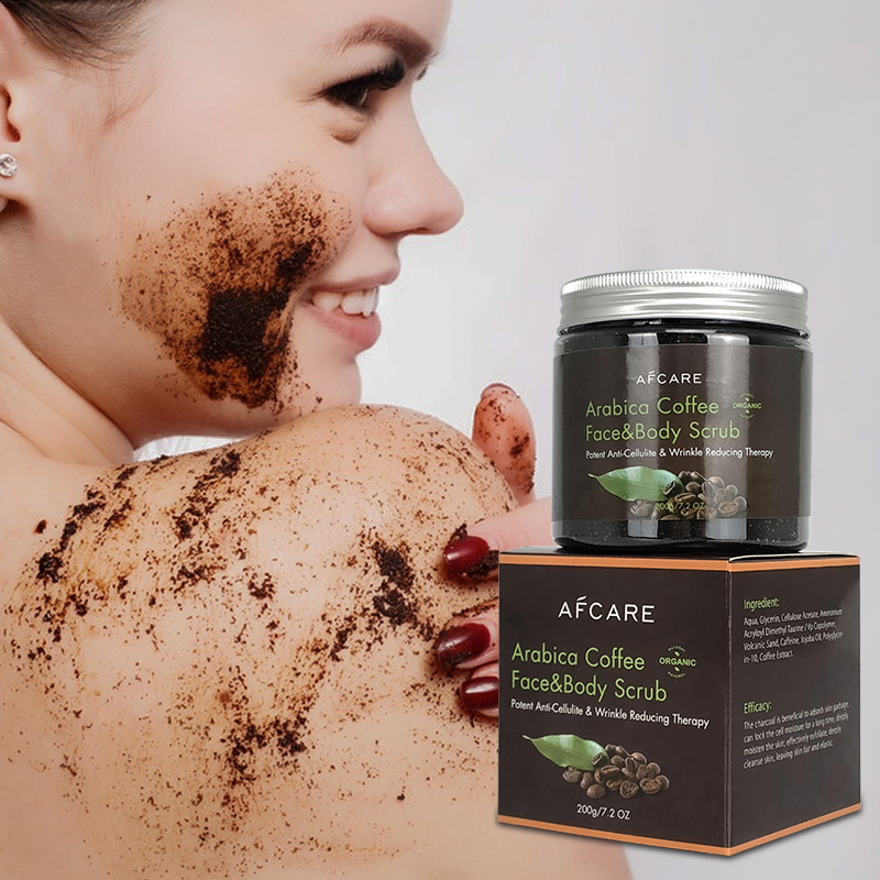 Organic Natural Vegan Coffee Face & Body Exfoliating Scrub with Anti-Aging, Moisturizing, and Detoxifying Properties
