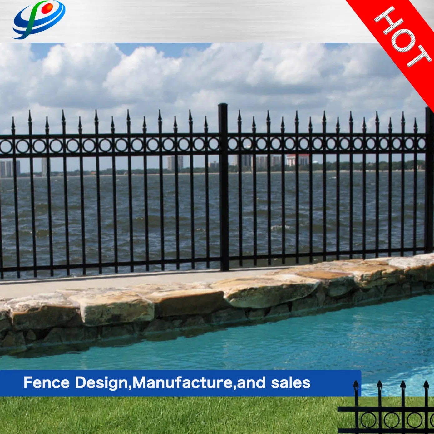 Green Metal Frame Welded Railway Fence Garden Fence Baby Fence for School