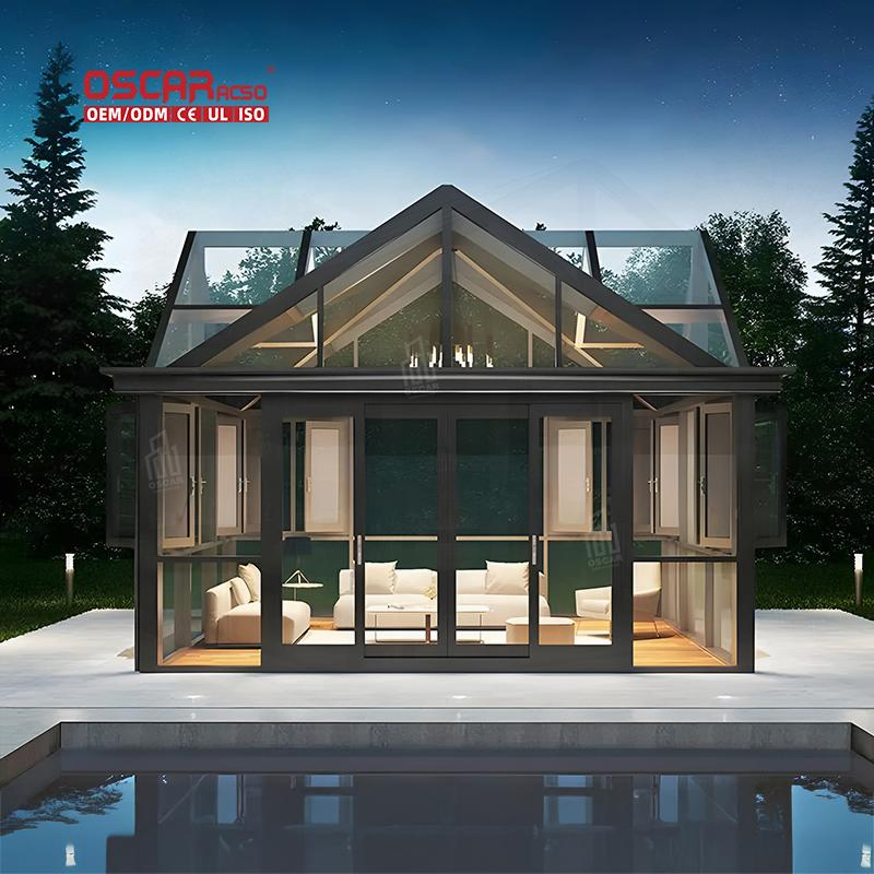 Backyard Garden Patio Prefabricated Aluminium Structure Glass Enclosure Conservatory Sunroom Glass House Alternative Sunroom