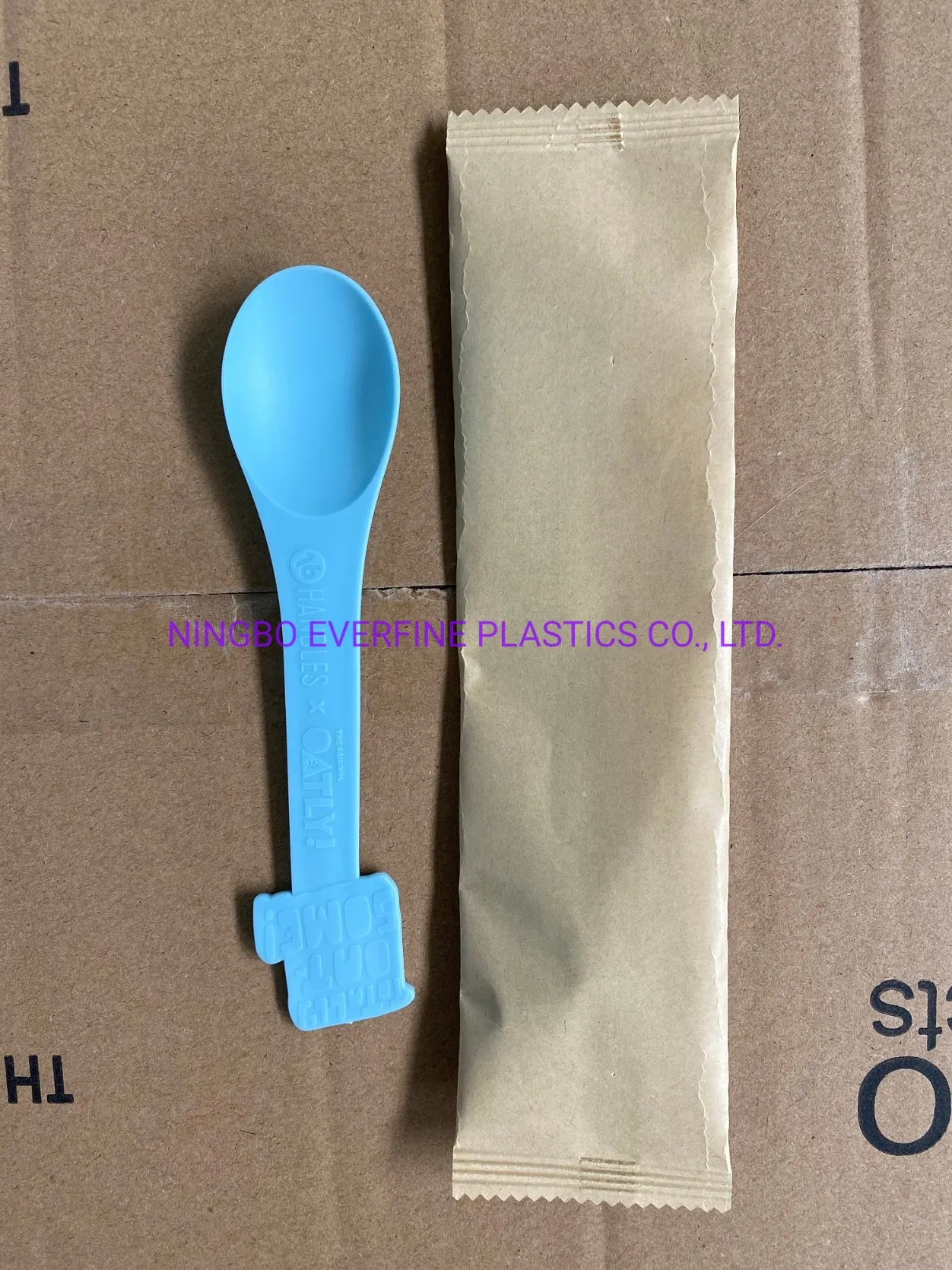 Individually Kraft Paper Wrapped Plastic Spoons