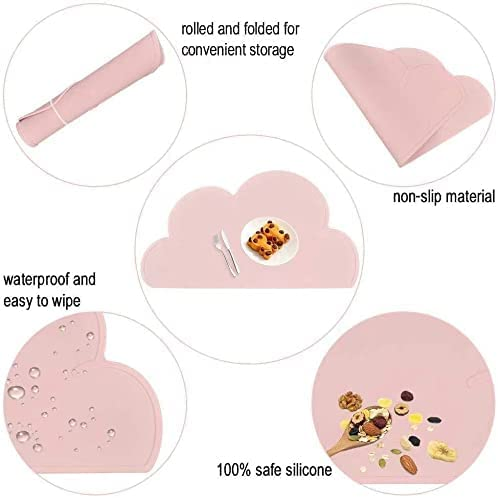 Silicone Tablemats Kids Placemats Non Slip Suction for Toddler Heat Resistant Baby Placemats Stick to Table Portable Easy to Clean