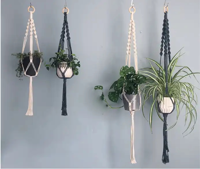Decorative Handmade Cotton Rope Macrame Plant Hanger for Indoor Greenery