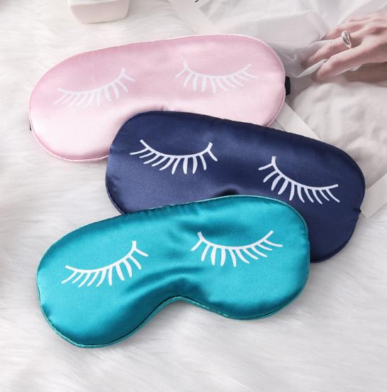 Custom Cheap Satin Sleeping Eye Mask Sublimation Printing Eyeshade Mask for Travel Airline