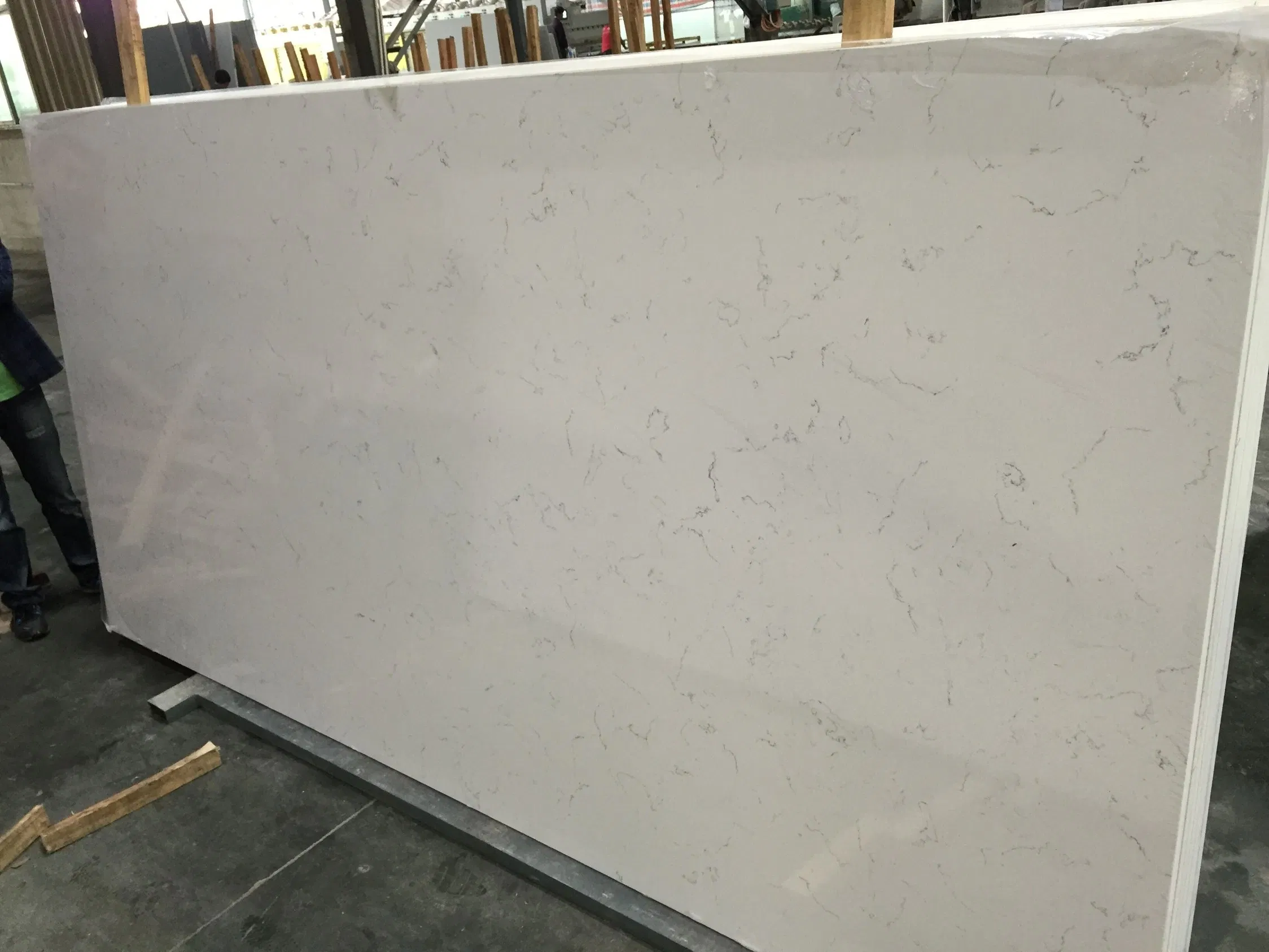 Light Vein Carrara Quartz Stone Slab for Countertops Bathroom Kitchen Wall