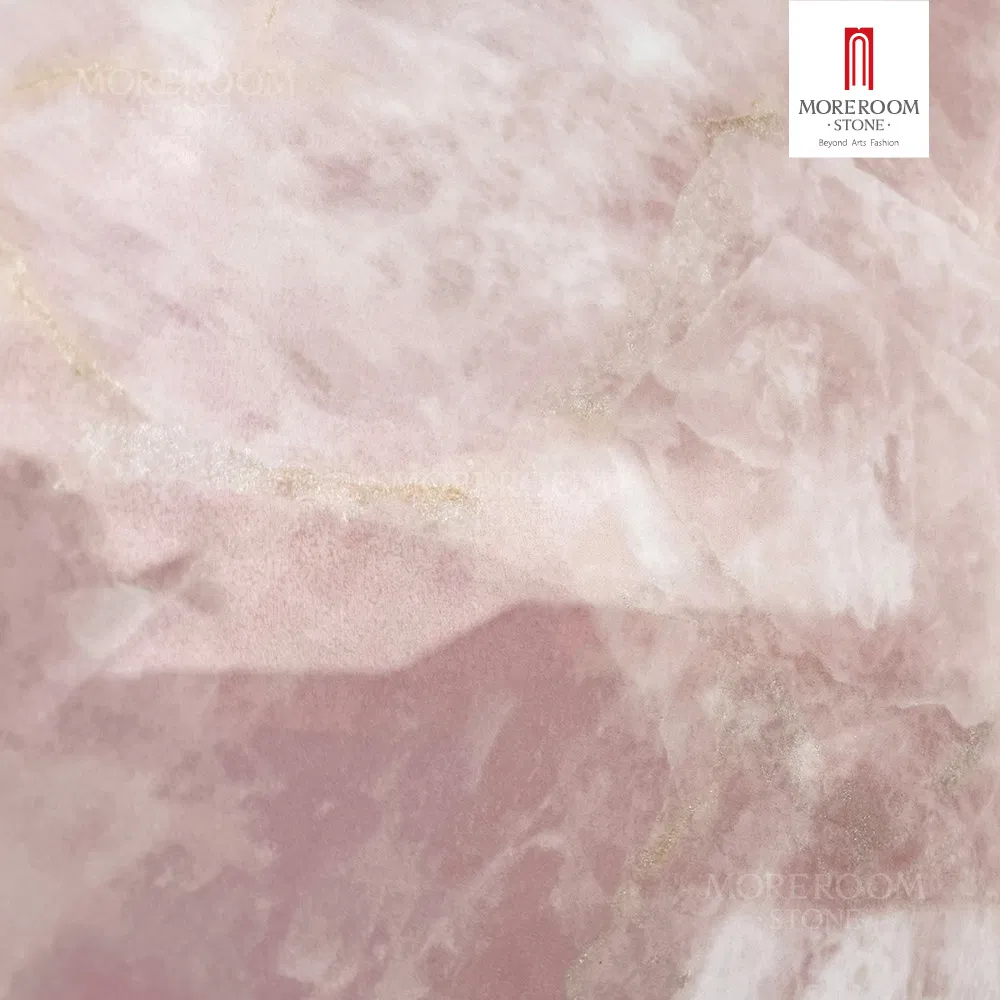 1200X2800mm Artificial Pink Rose Quartz Gemstone Slab Translucent Sintered Crystal Stone for Wall Cladding