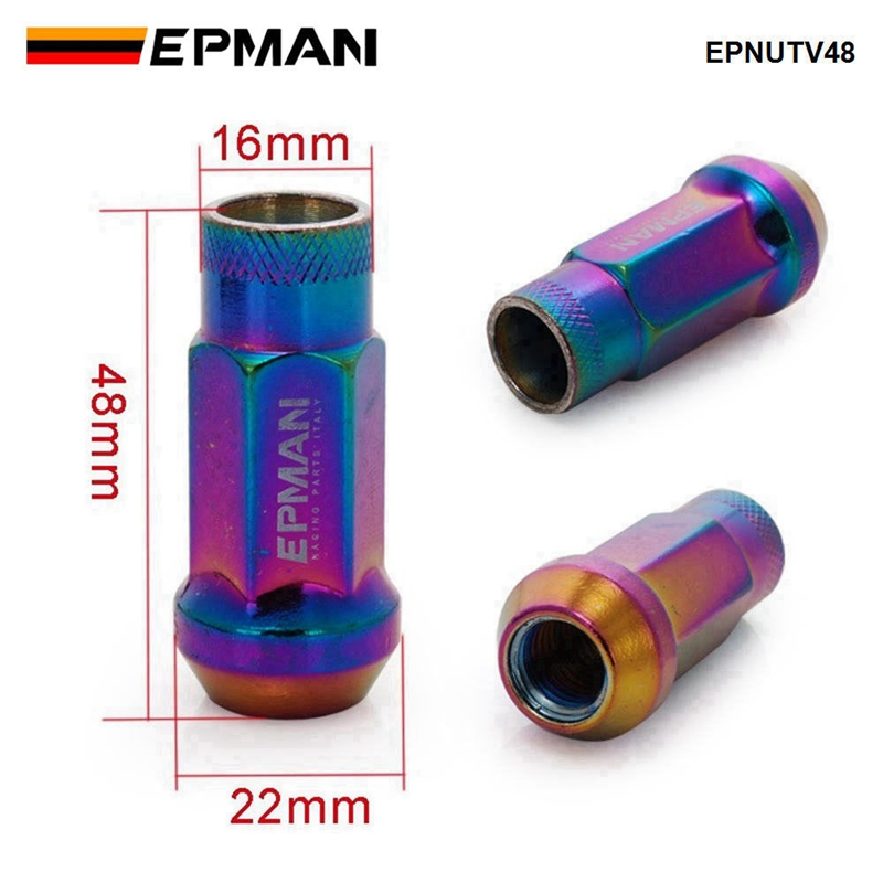 Epman JDM V48 M12x1.5 / M12x1.25 Extended Rim Tuner Lug Nut Tapered Acorn