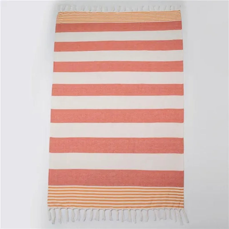 Multicolor Soft Bright Striped Tassel Cotton Bath Towel Fouta Beach Towel Turkish Towel Tg009_7