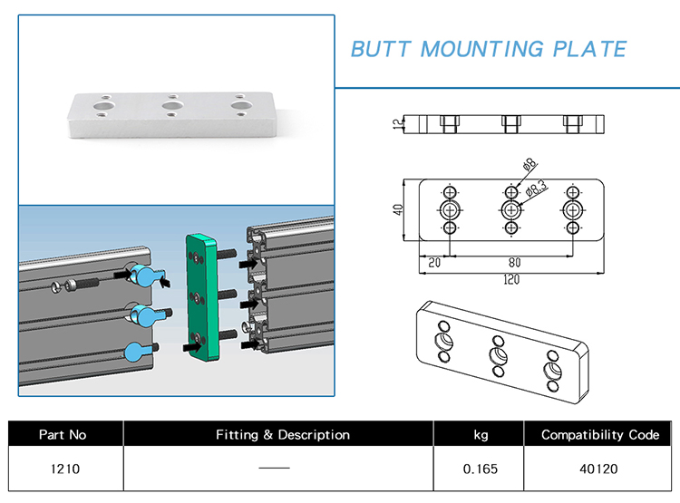 China Manufacturer RoHS OEM ODM Cbam 1210 Butt Mounting Plate in Zinc Material Silver White for Aluminum Tube D28 Workbench Line Aluminum Extrusion