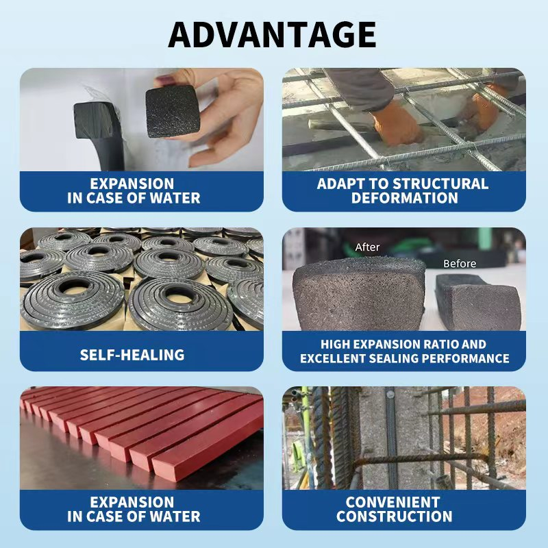 300% Swelling Bentonite Water Swelling Strips Hydrophilic Rubber Water Stop Strip