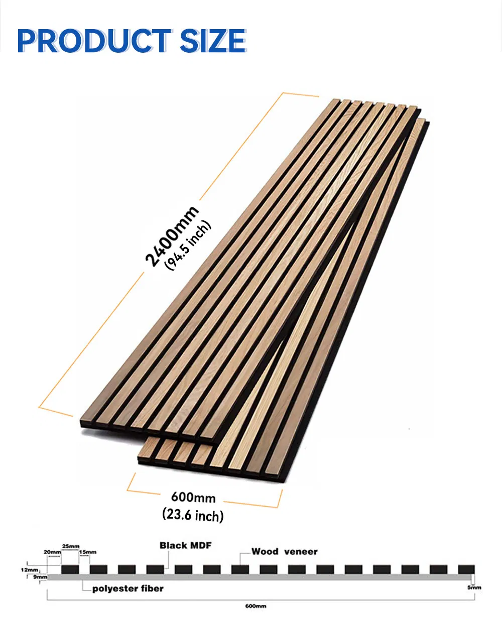 3D Wood MDF Composited Linear U-Groove Grille Soundproofing Pet Felt Acoustic Panels