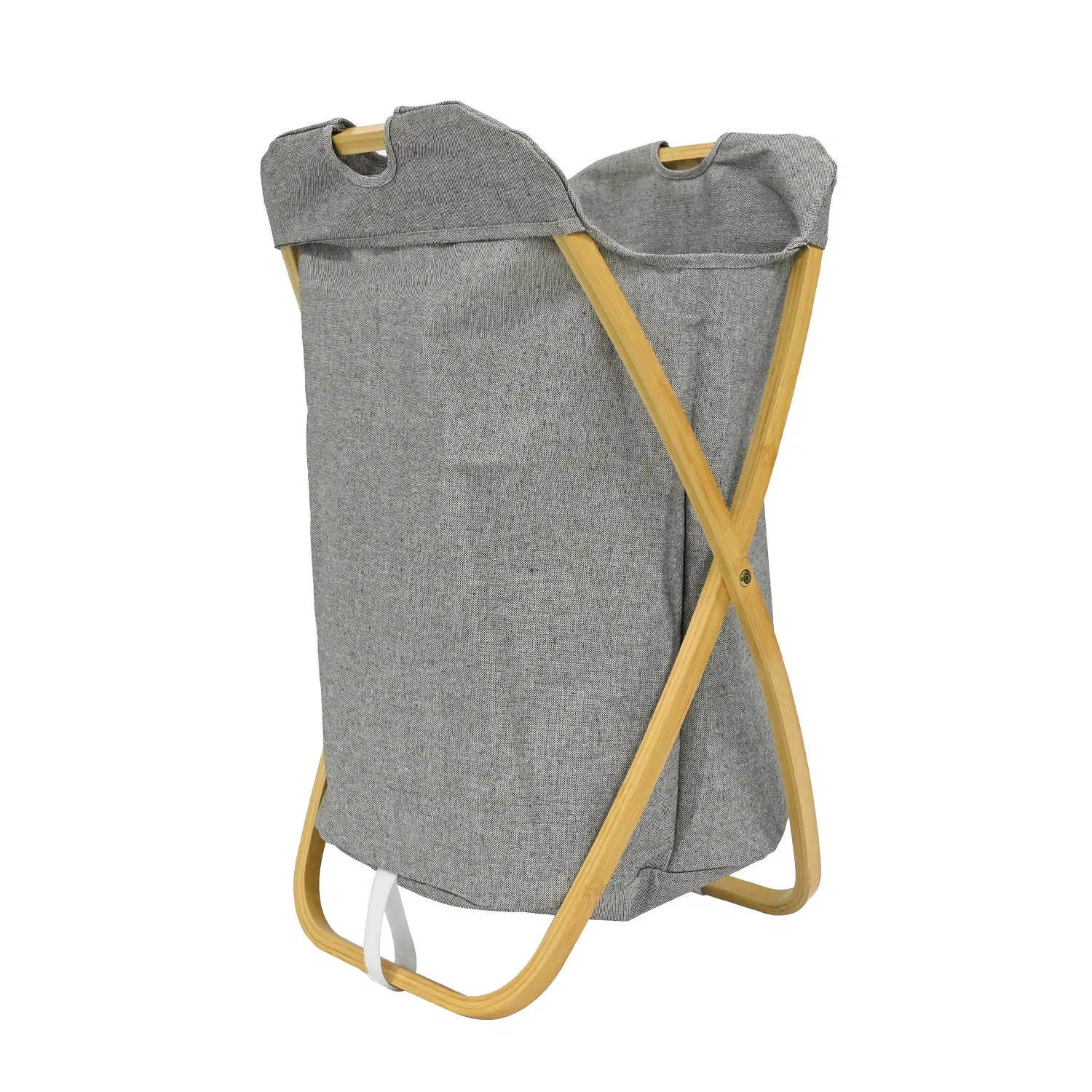 X-Frame Bamboo & Fabric Laundry Basket Foldable Large Capacity Dirty Clothes Storage