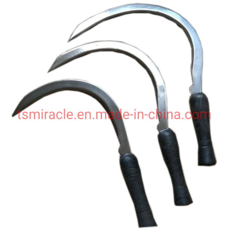 High Quality Carbon Steel Cutting Garden Farming Tool Grass Tooth Sickle with Wooden Handle 	 Purning Sickle for Sultan