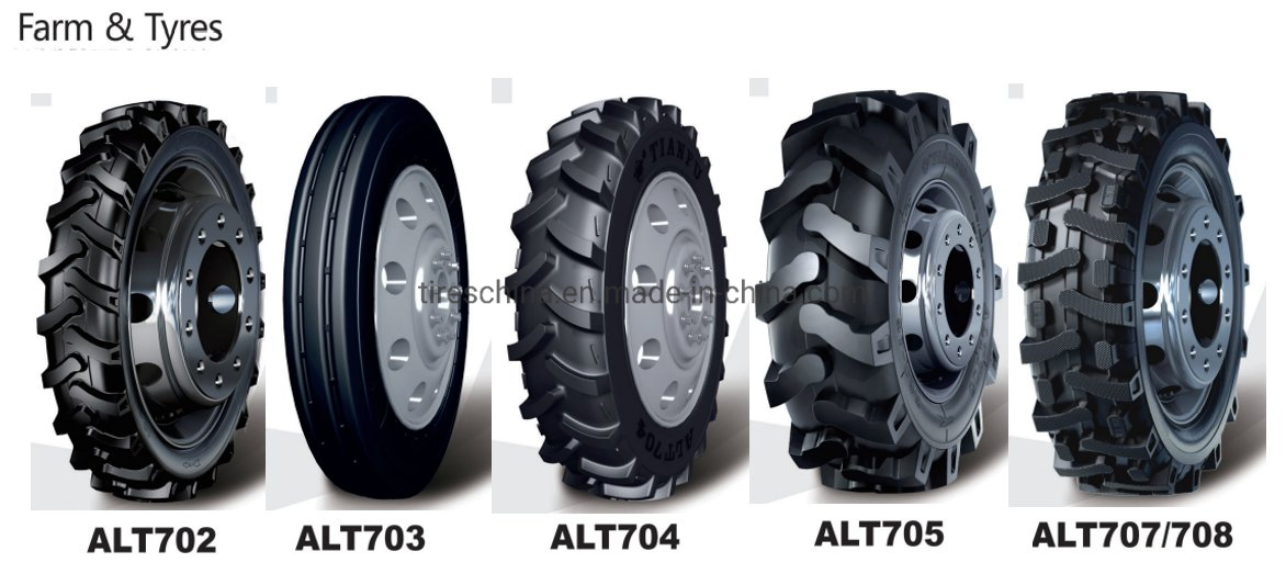 Tianfu Agricultural Bias Belted Tire for Tractor, Harvester, Spreader, Loader — Sizes: 7.50-16, 6.00-16/12, 5.00-12, 4.00-8, 9.5-20