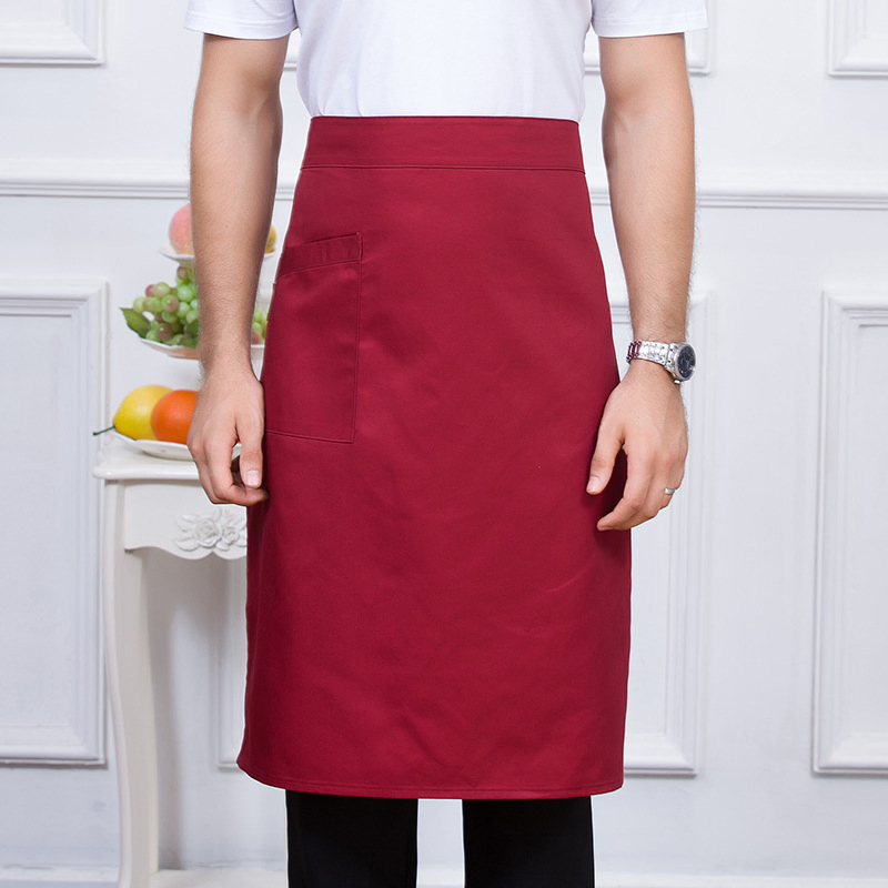 Custom Logo Printed Adjustable Belt Half Waist Apron Linen Cotton Kitchen Garden Barista Waiter Waist Apron