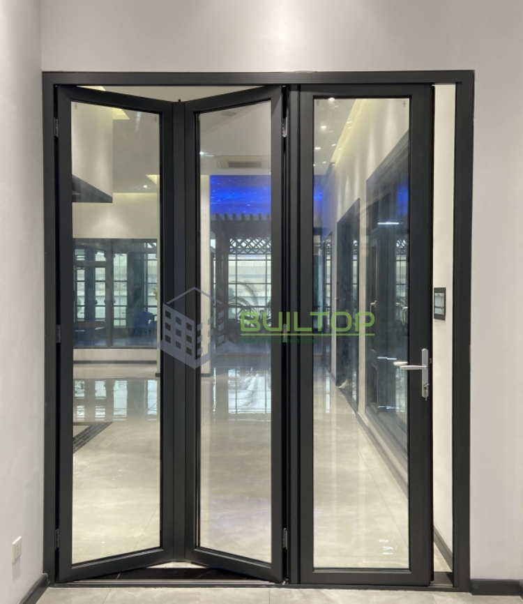 Exterior Sunroom Aluminum Folding Door Stacking Accordion Sliding Balcony Folding Glass Door Panoramic Patio Bi-Fold Doors