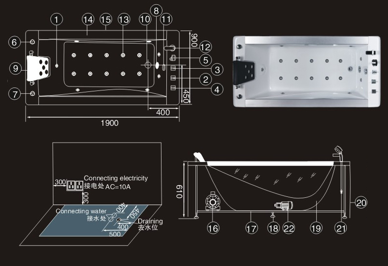 Отдельностоящая японская ванна American Standard для одного человека