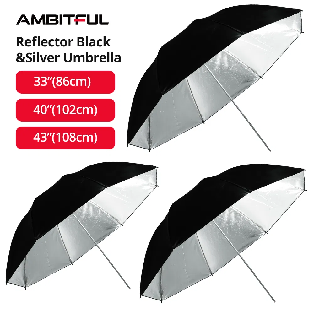 Зонт-рефлектор Ambitful черный/серебро для фотостудии